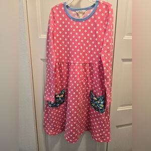 MATILDA JANE Spring Make Believe Collecting Leaves pink polka dot dress - size 8